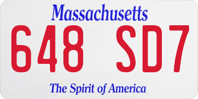 MA license plate 648SD7