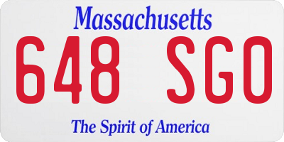 MA license plate 648SG0