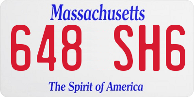 MA license plate 648SH6