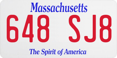 MA license plate 648SJ8