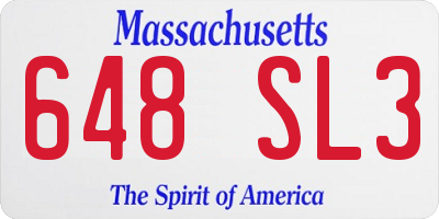 MA license plate 648SL3