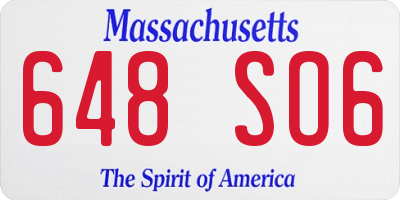 MA license plate 648SO6