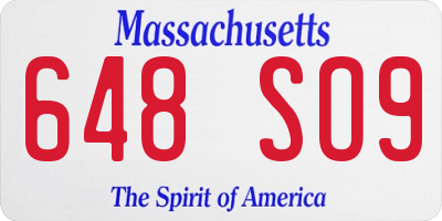 MA license plate 648SO9