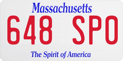 MA license plate 648SP0