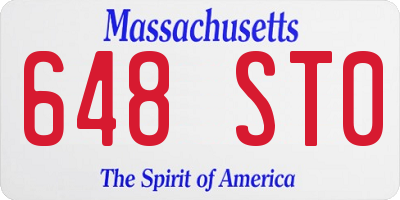 MA license plate 648ST0