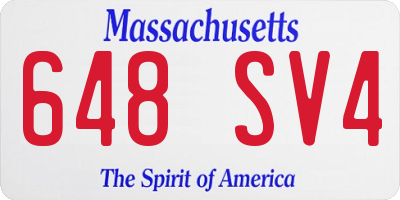 MA license plate 648SV4