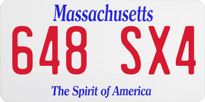 MA license plate 648SX4