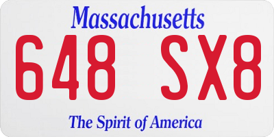 MA license plate 648SX8