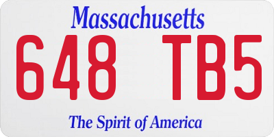 MA license plate 648TB5