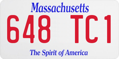 MA license plate 648TC1