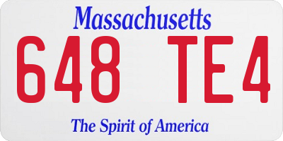 MA license plate 648TE4