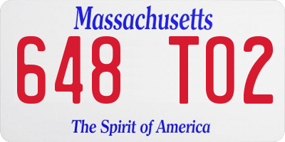 MA license plate 648TO2