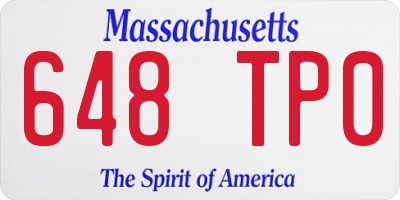 MA license plate 648TP0