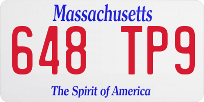 MA license plate 648TP9