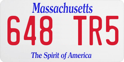 MA license plate 648TR5