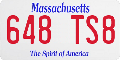 MA license plate 648TS8