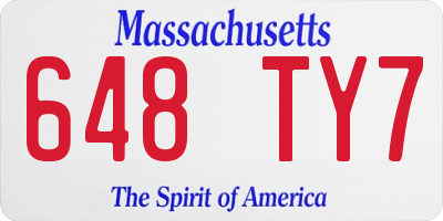 MA license plate 648TY7