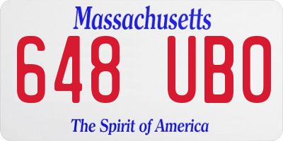 MA license plate 648UB0