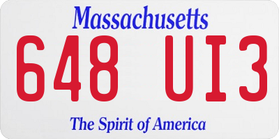 MA license plate 648UI3