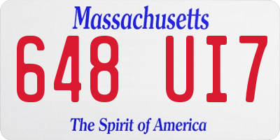 MA license plate 648UI7