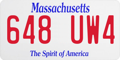 MA license plate 648UW4