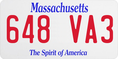 MA license plate 648VA3