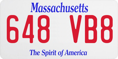 MA license plate 648VB8