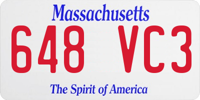 MA license plate 648VC3