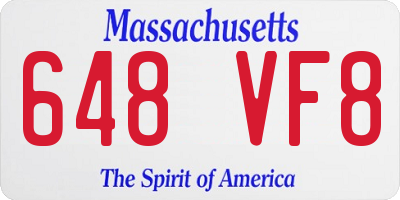 MA license plate 648VF8