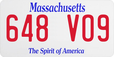 MA license plate 648VO9