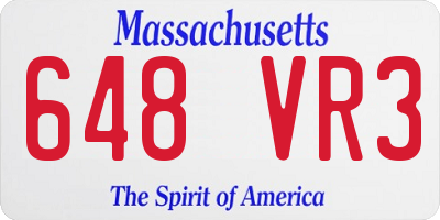 MA license plate 648VR3