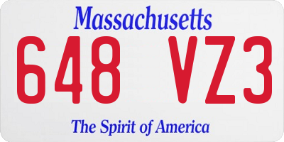 MA license plate 648VZ3