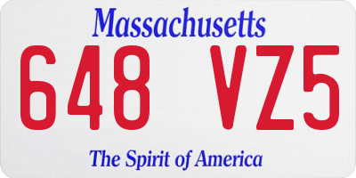MA license plate 648VZ5