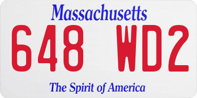 MA license plate 648WD2