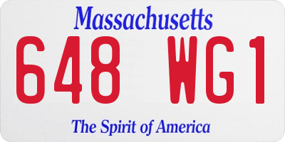 MA license plate 648WG1