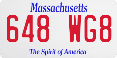 MA license plate 648WG8