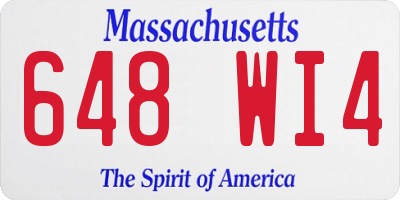 MA license plate 648WI4