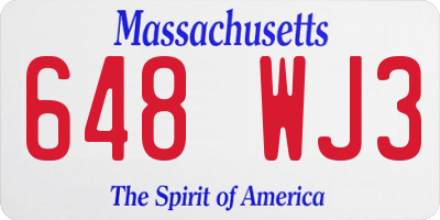 MA license plate 648WJ3