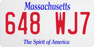 MA license plate 648WJ7