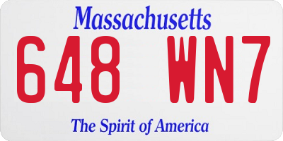 MA license plate 648WN7