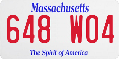 MA license plate 648WO4