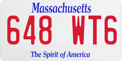 MA license plate 648WT6