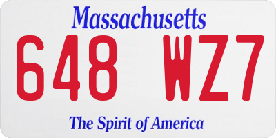 MA license plate 648WZ7