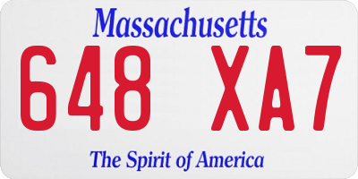MA license plate 648XA7