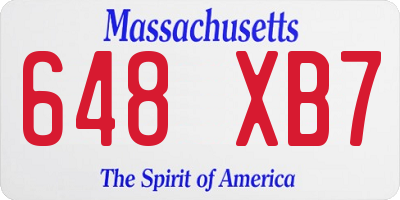 MA license plate 648XB7