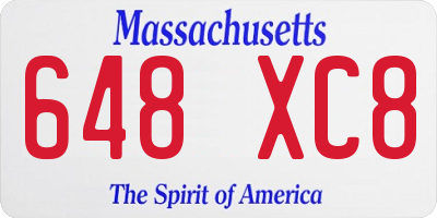 MA license plate 648XC8