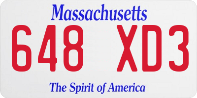 MA license plate 648XD3