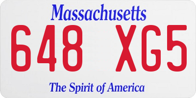 MA license plate 648XG5
