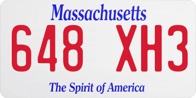 MA license plate 648XH3