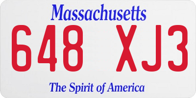 MA license plate 648XJ3